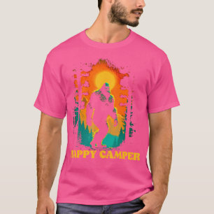 Happy Camper Funny Bigfoot Hiking Sasquatch Retro T-Shirt