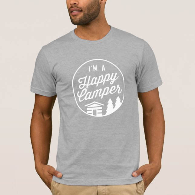 Happy Camper Heather Grey Unisex T-Shirt (Front)