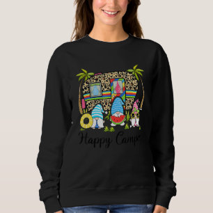 Happy Camper Leopard Caravan Gnome Camping Life Sweatshirt