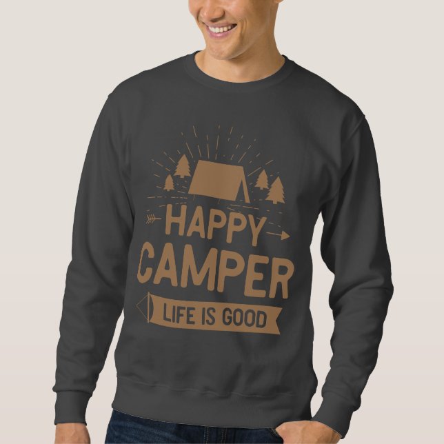 Happy camper life is good grey colour Men's Basic Sweatshirt (Front)
