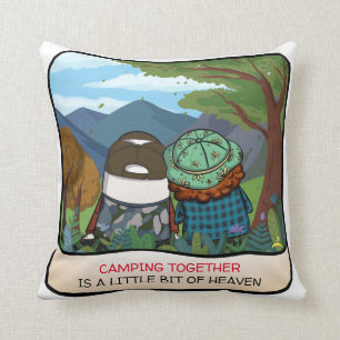 Happy Camper Life Quote Mountain Vista Template Cushion