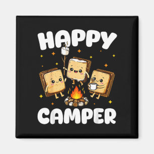 Happy Camper Marshmallow Funny Camping Men Women Magnet
