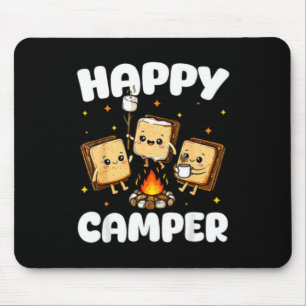 Happy Camper Marshmallow Funny Camping Men Women Mouse Pad