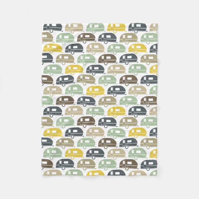 Happy Camper | Modern Camper Blanket Retro Blues (Front)