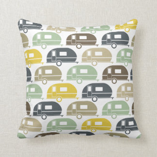 Happy Camper | Modern Camper Decor Retro Blues 2 Cushion