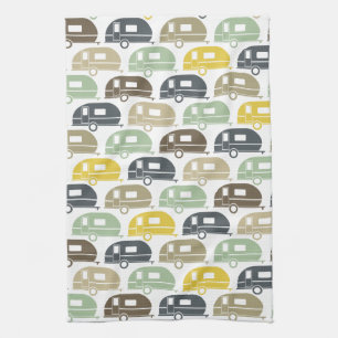 Happy Camper Modern Camper Decor Retro Tea Towel