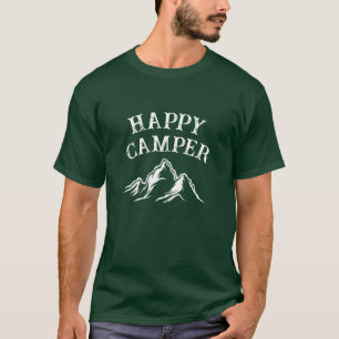Happy Camper Mountain Adventure Teal Camping T-Shirt