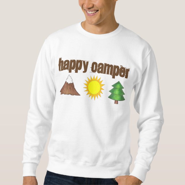 Happy Camper Mountain Tree Sun Camping Sweatshirt (Front)
