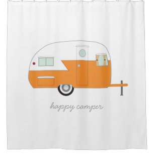 Happy Camper Orange Shower Curtain