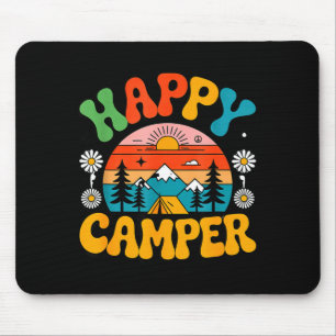 Happy camper outdoor nature adventure design mouse pad