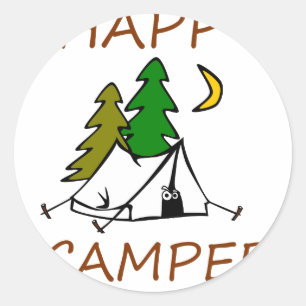 Happy Camper Outdoors Classic Round Sticker
