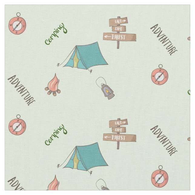 Happy Camper Pattern Fabric (Close Up)