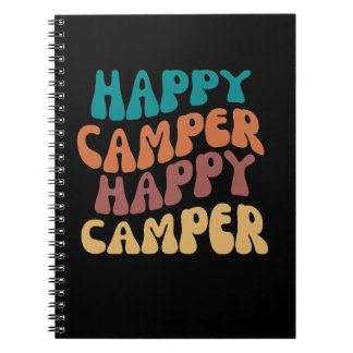 Happy Camper Quote Retro Wavy Text Notebook