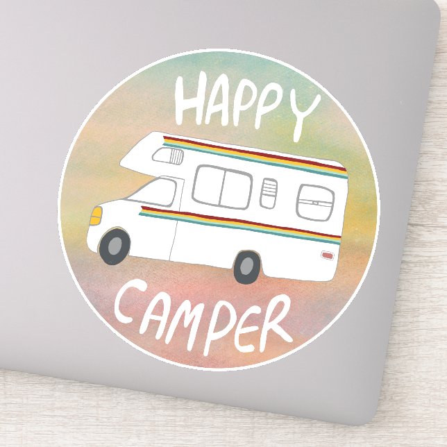 Happy Camper Rainbow RV Sunset Motorhome RVing (Detail)