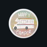 Happy Camper Rainbow RV Sunset Motorhome RVing Magnet<br><div class="desc">Hey Happy Campers! 
 Hit the road with this sweet koozie with a vintage retro camper. Customise it by adding your own text. Check my shop for more!

If you buy it,  thank you! Be sure to share a pic on Instagram of it in action and tag me @shoshannahscribbles :)</div>
