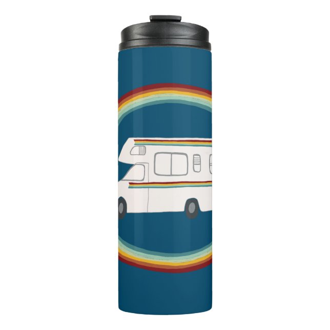Happy Camper Rainbows RV Whimsical Motorhome RVing Thermal Tumbler (Front)
