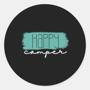 Happy Camper Retro Brushstroke - Fun Camping Vibes Classic Round Sticker