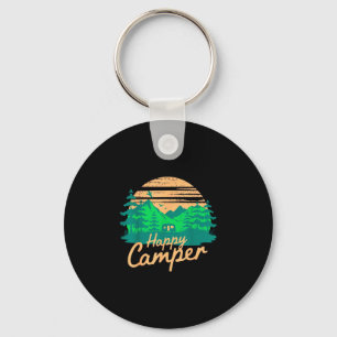 Happy camper retro outdoor adventure design key ring