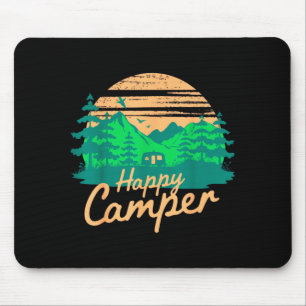 Happy camper retro outdoor adventure design mouse pad