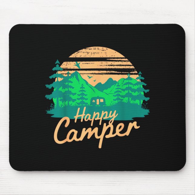 Happy camper retro outdoor adventure design  mouse pad (Front)
