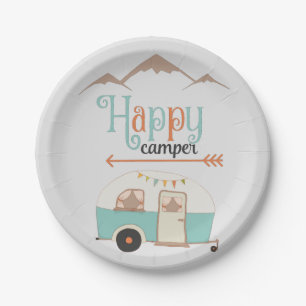 HAPPY CAMPER RETRO PAPER PLATE