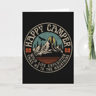 Happy Camper Retro Vintage Camping Hiking Mountain Card