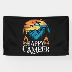 Happy Camper Retro Vintage Matching Camping Crew  Banner
