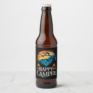 Happy Camper Retro Vintage Matching Camping Crew Beer Bottle Label