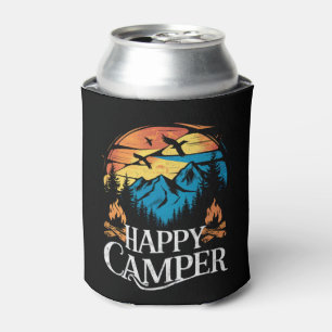 Happy Camper Retro Vintage Matching Camping Crew  Can Cooler