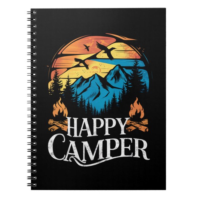 Happy Camper Retro Vintage Matching Camping Crew  Notebook (Front)