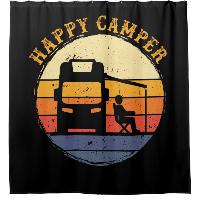 Happy Camper RV Camping Shower Curtain (Front)