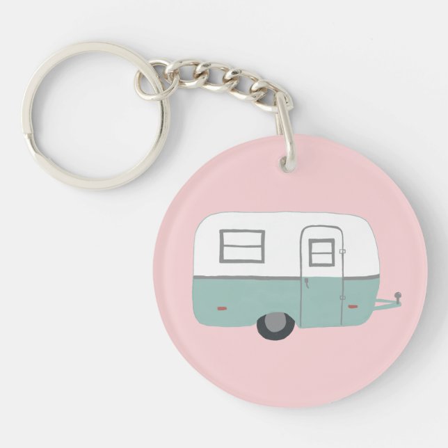 HAPPY CAMPER RV Trailer Camping CUSTOM Key Ring (Front)