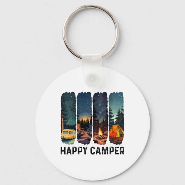 Happy Camper Shirt Hiking Adventure Summer Camp Ca Key Ring (Front)