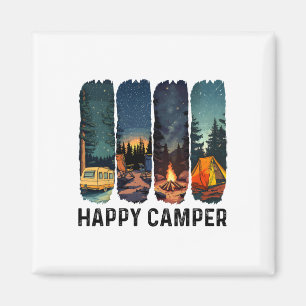Happy Camper Shirt Hiking Adventure Summer Camp Ca Magnet