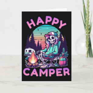 Happy Camper Skeleton Camping Funny Summer Vacatio Card