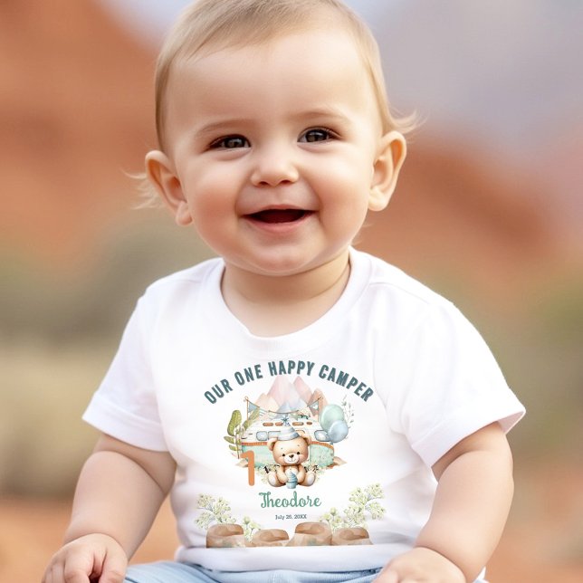 Happy Camper Summer 1st Birthday Boy Baby Bodysuit (Happy Camper Summer 1st Birthday Boy Baby Bodysuit)