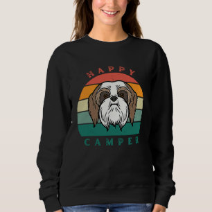 Happy Camper Sunset Furry Shih Tzu Dog Graphic Sweatshirt