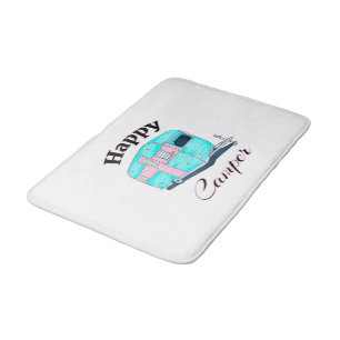 Happy Camper Trailer Camping Bath Mat