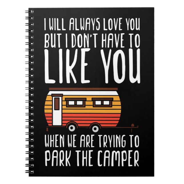 Happy Camper Trailer Camping Couple Notebook (Front)
