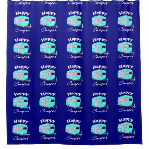 Happy Camper Trailer Camping Shower Curtain