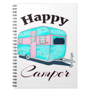 Happy Camper Trailer Camping Spiral Notebook