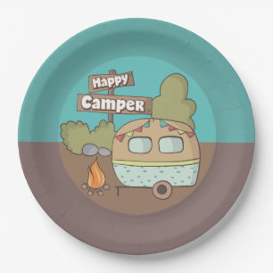 Happy Camper Trailer Paper Plate