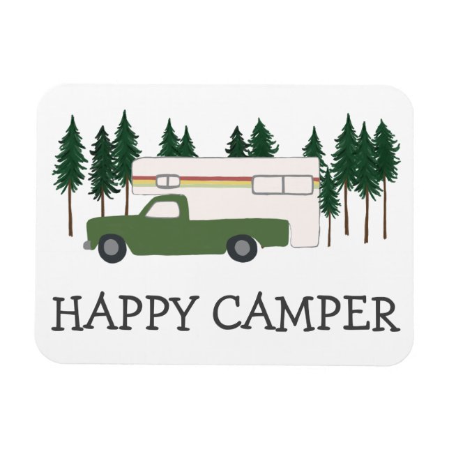 HAPPY CAMPER Truck Camping RVing Motorhome Trees Magnet (Horizontal)