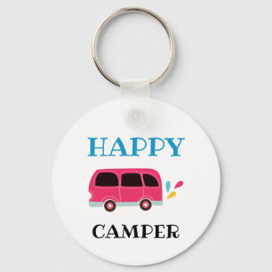 Happy Camper Van Cute Cartoon Custom Key Ring