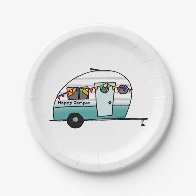 Happy Camper van Paper Plate (Front)