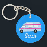 HAPPY CAMPER Van RV Motorhome Campervan CUSTOM  Key Ring<br><div class="desc">Customise this cute keychain with your own text,  your name or anything else you like. Get ready for your road trip with this motorhome design,  hand drawn by me for you! Check my shop for lots more matching items!</div>