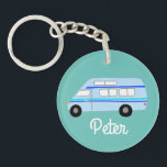 HAPPY CAMPER Van RV Motorhome Campervan CUSTOM  Key Ring<br><div class="desc">Customise this cute keychain with your own text,  your name or anything else you like. Get ready for your road trip with this motorhome design,  hand drawn by me for you! Check my shop for lots more matching items!</div>