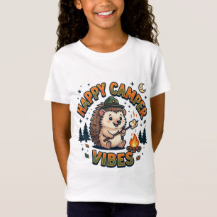 Happy Camper Vibes Cute Hedgehog T-Shirt Kids
