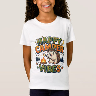 Happy Camper Vibes Cute Hedgehog T-Shirt Kids