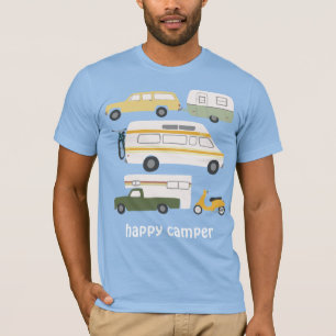 HAPPY CAMPER? Vintage camping trailer RV CUSTOM T-Shirt